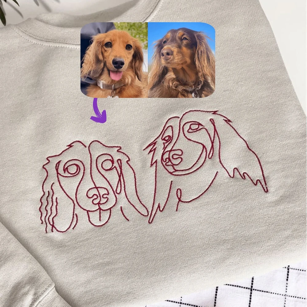 Customized Embroidered Eco-Friendly Plaid Pet Portrait Flannel Pullover Sweatshirt Women Spring ODM Front Logo Christmas Design