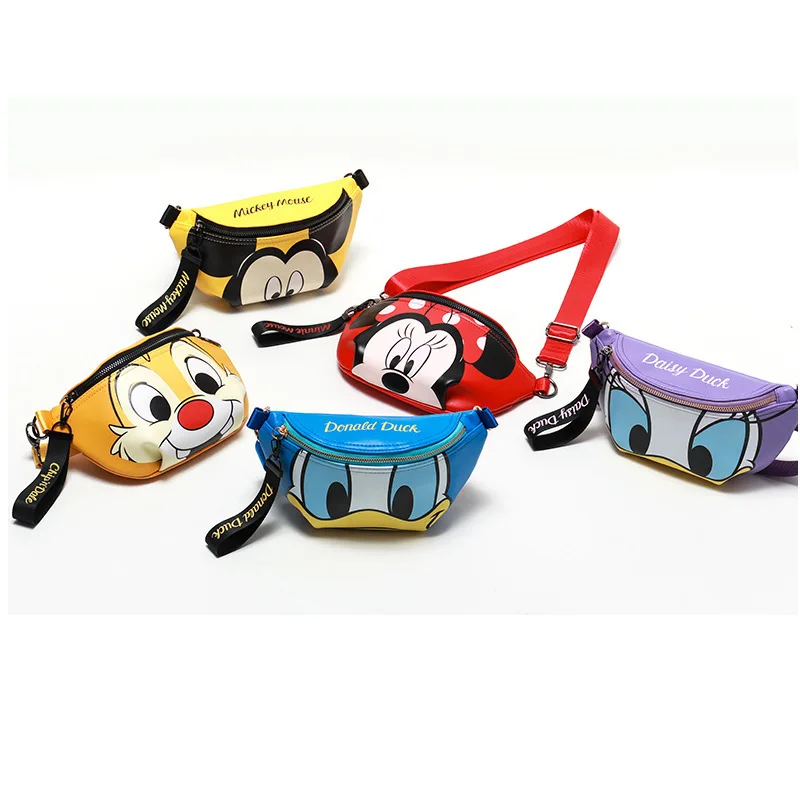 

Disney Mickey Female PU Waist Bag Trend Large Capacity Cartoon Shoulder Messenger Bag Casual Chest Bag