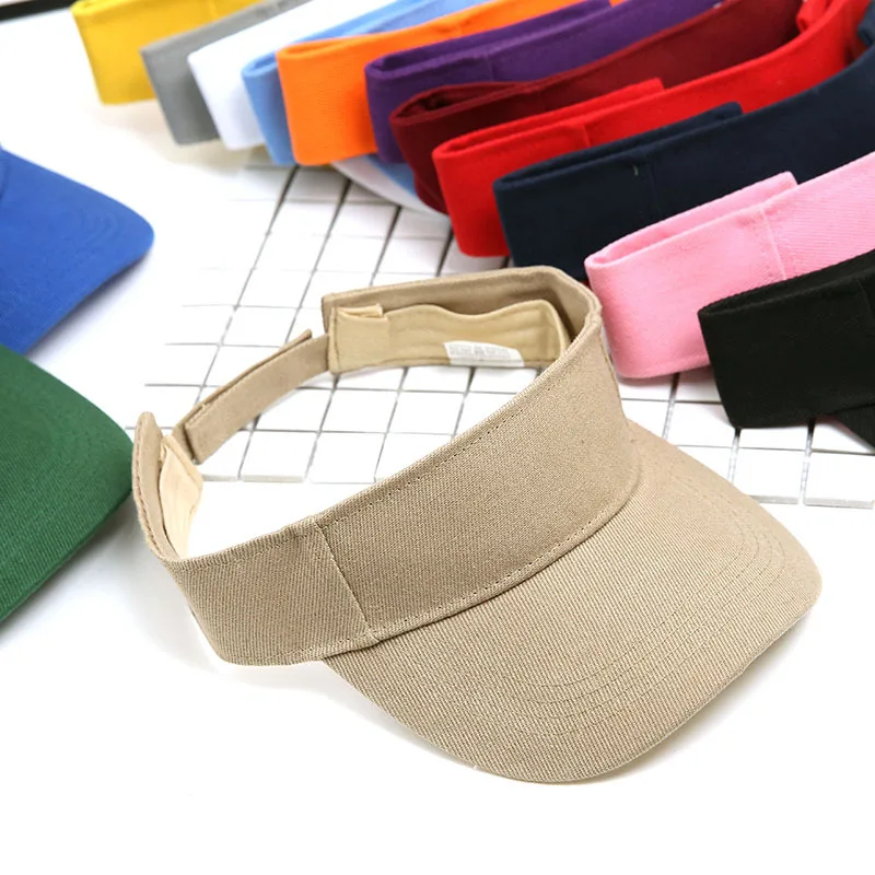 

Summer Breathable Top Empty Sun Cap Solid Color Men Women Tennis Golf Running Sunscreen Sports Cap Adjustable Visor Hat