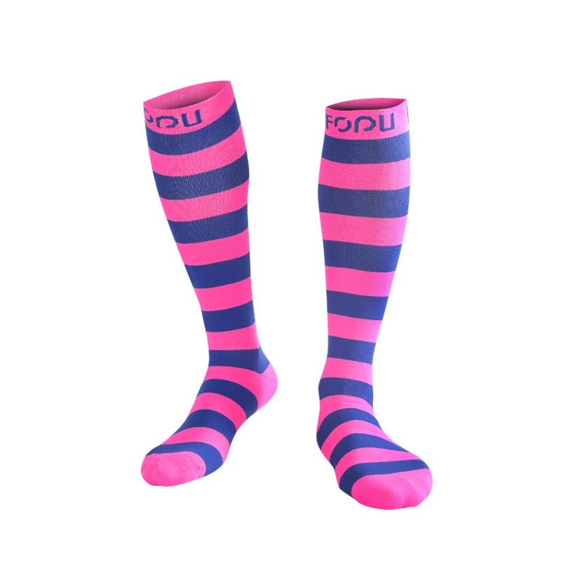 

Wholesale stripe oem knee high Sport Custom compression socks 20-30 mmhg