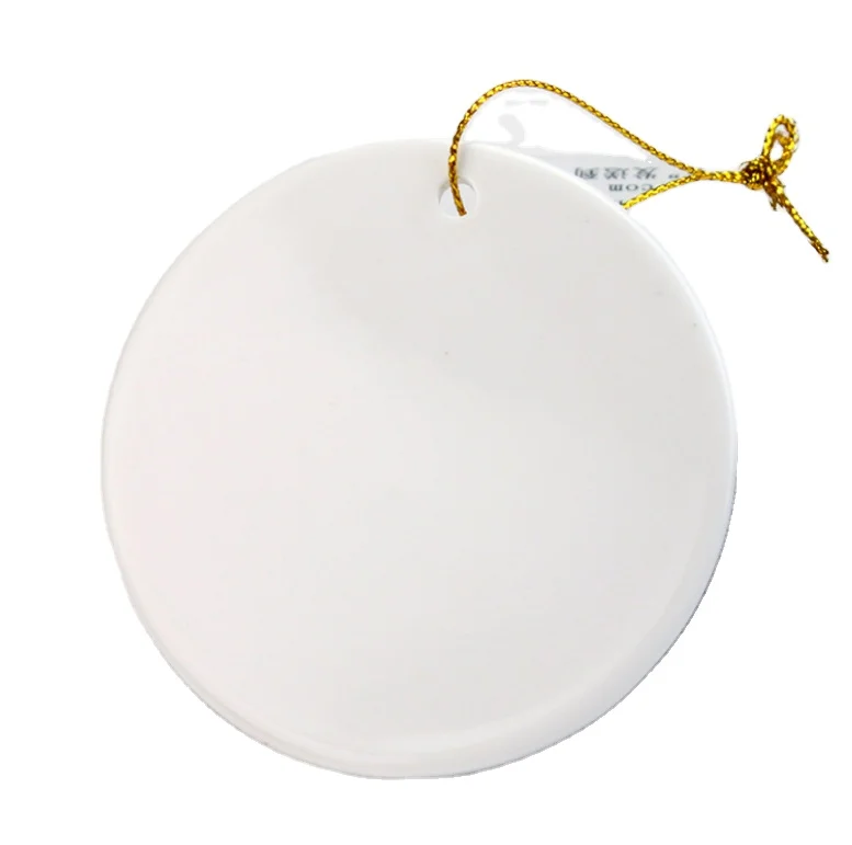 

New  Personalized Two Sides White Blank Christmas Decoration Ceramic Flat Round Shape Sublimation Christmas Ornaments, Snowman