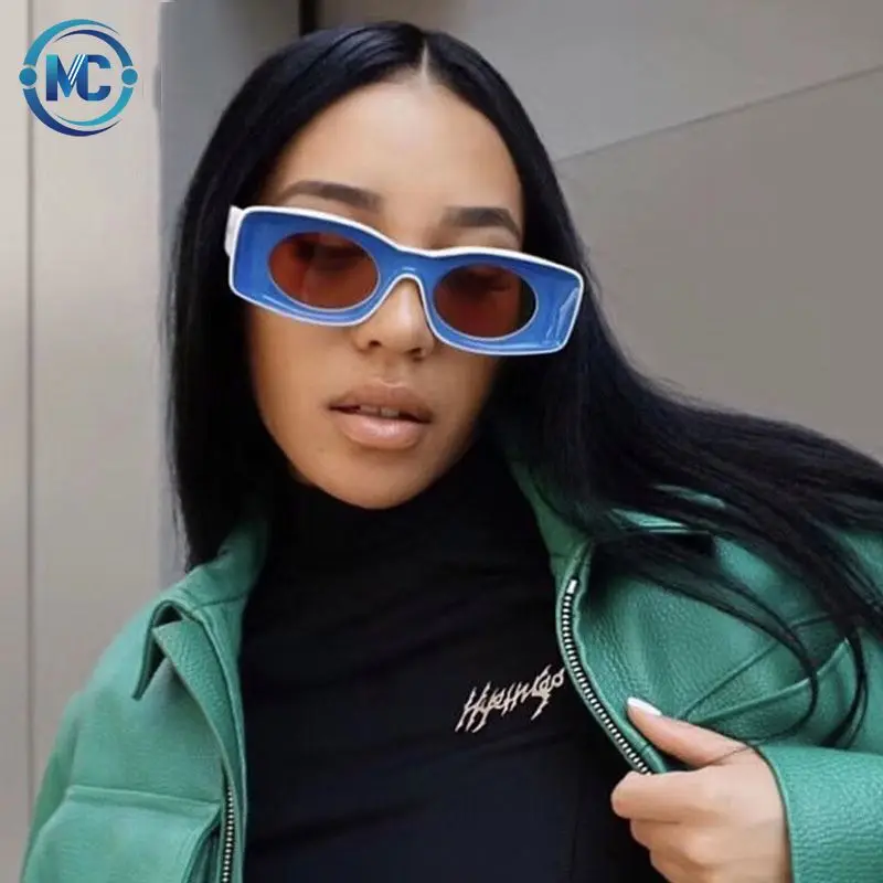 

2021 new hip-hop sunglasses concave street style candy-colored sunglasses European and American square sunglasses, Mix color