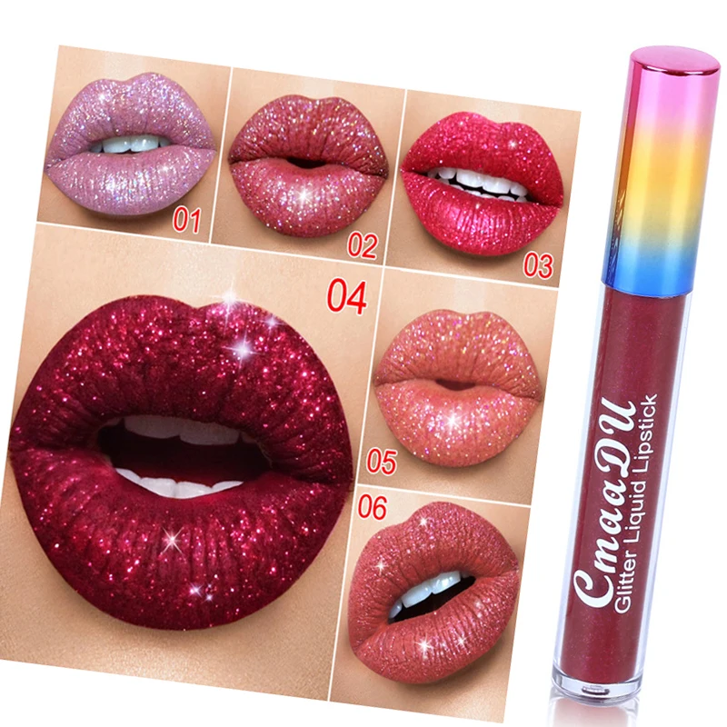 

Ladies Lipstick Bullet shape Glitter Waterproof Long Lasting Vegan Diamond Symphony Shiny Matte Metallic Lip Gloss Lipstick