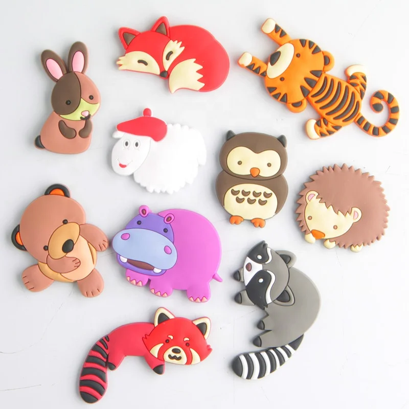 

Fridge Magnets Kids Cartoon Zoo Animal Magnetic Toys Toddler 3D PVC Refrigerator Magnets for Whiteboard Baby Magnets, Customized color