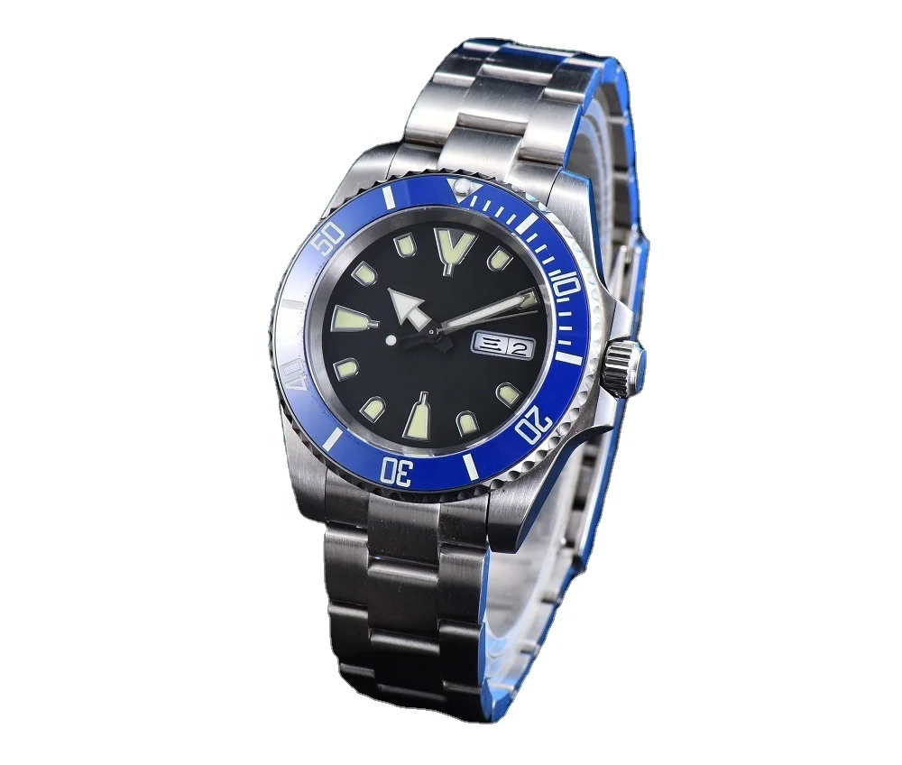 

NH36A Movemen Black Surface Men's Automatic Mechanical Watch Stainless Steel Case Blue Ceramic Rin 545t luxery watch