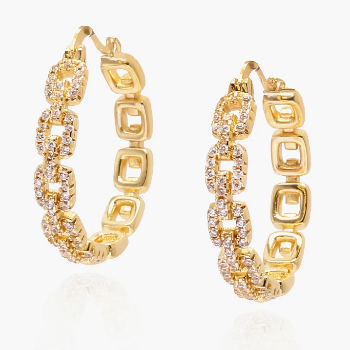 

Euramerican new trendy luxurious zircon gold hoop earrings women 2021