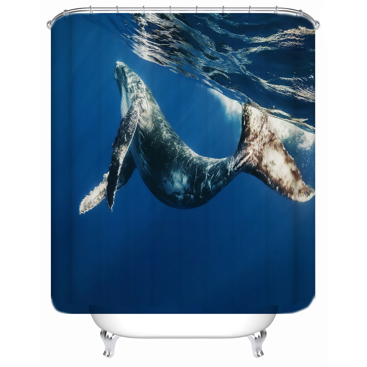 

Bathroom shower curtain partition bathtub waterproof shower curtain simple seabed blue whale custom printed shower curtain, Picture
