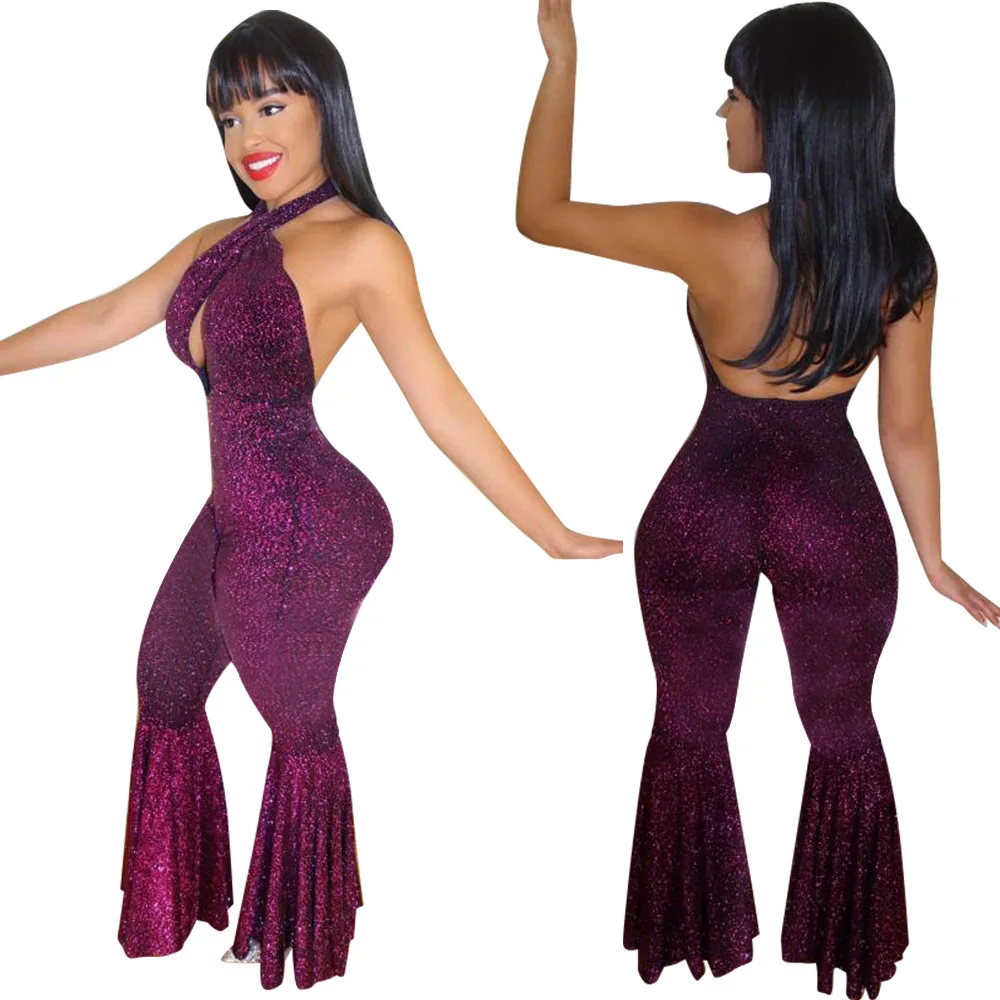 

LD8019 Fall 2021 new women's fashion sexy suspenders and cross-explosive jumpsuit, Picture