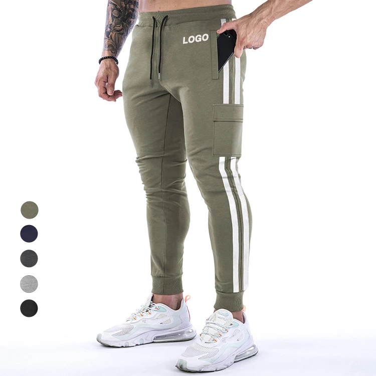 

Custom logo slim mens joggers trousers hot sale mens gym pocket joggers