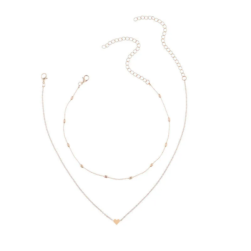 

Wholesale High Fashion Heart Drop Multiple Layered Short Metal Necklace For Girls In 2020, Rhodium