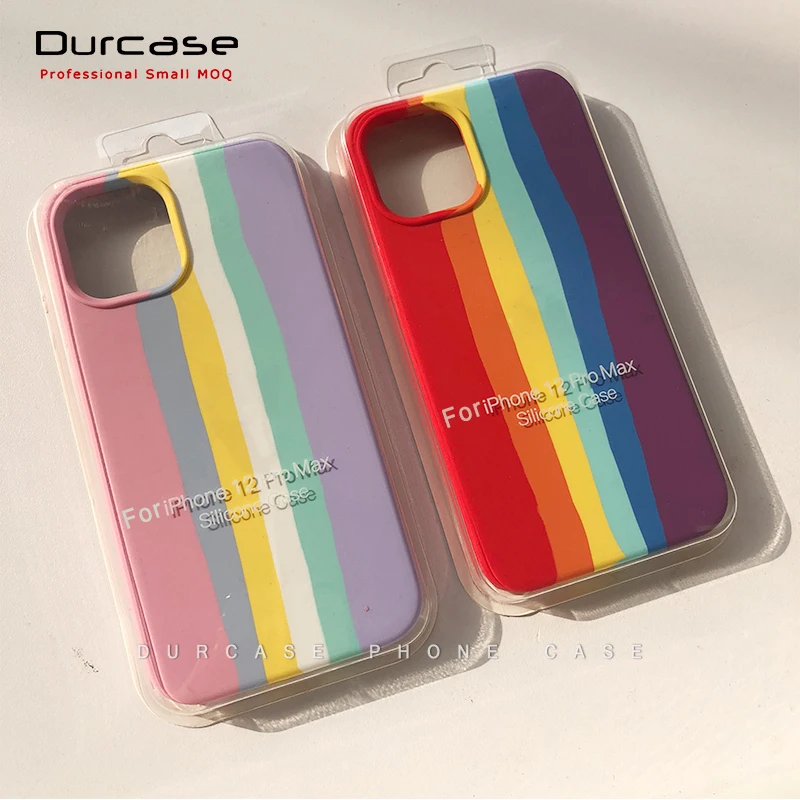 

Rainbow Silicone Colorful Design For iPhone 11 12 Pro Max 12Mini Cell Phone Case With Packed Box Hot Sale Products