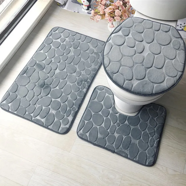 

Memory foam carpet custom simple modern design Washable 3d toilet bathroom rugs sets