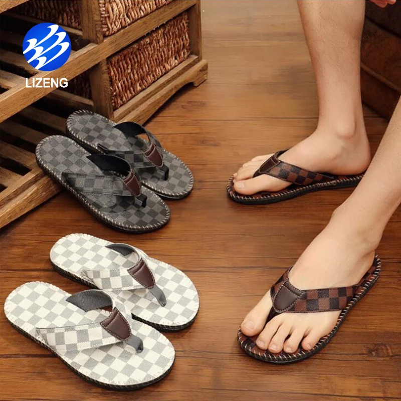 

Open Toe Men's Athens Flip Flop Beach Slippers, Black , brown