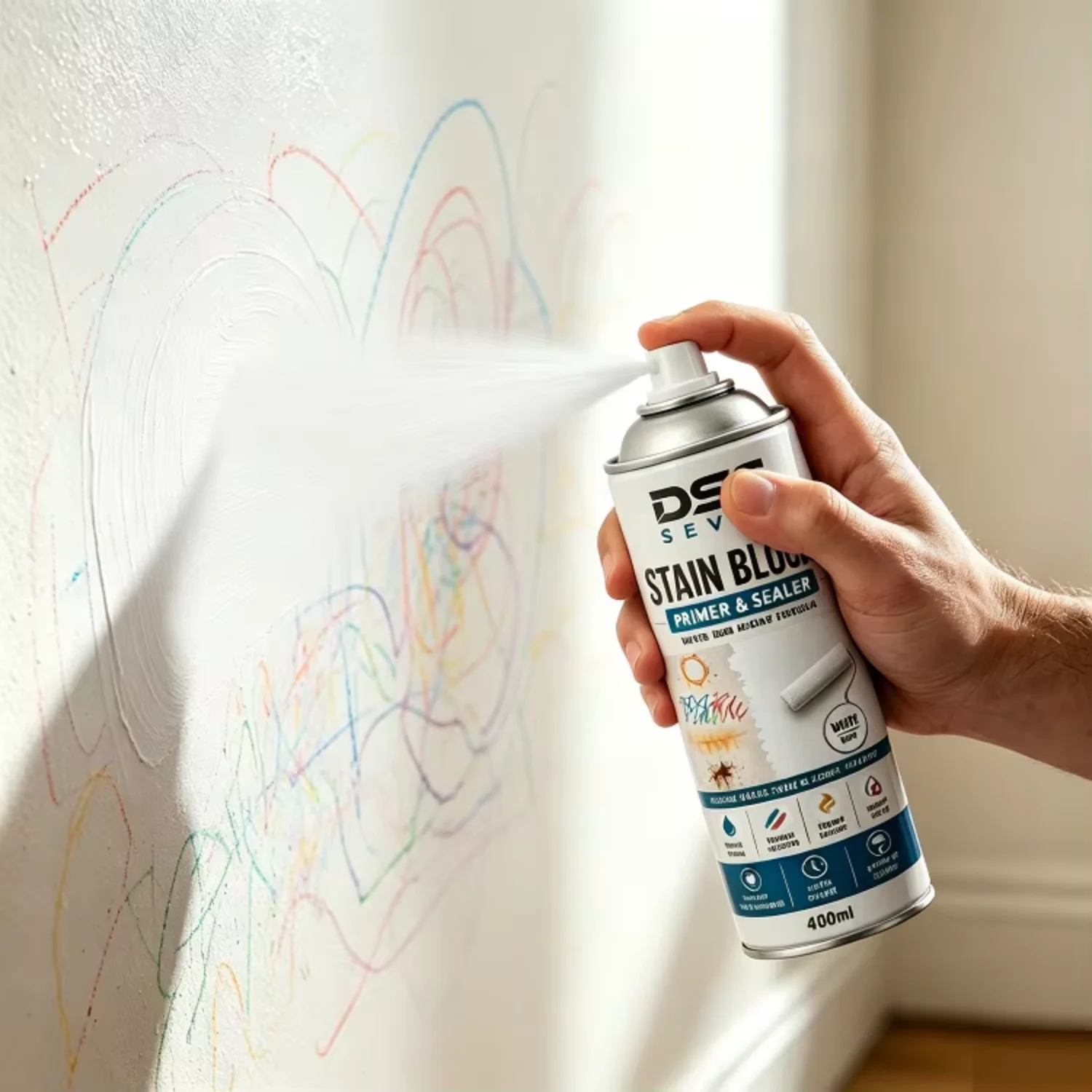 Stain Blocking Acrylic Primer Spray Paint Water-based Matte for for Ceiling Wall Door Repaint
