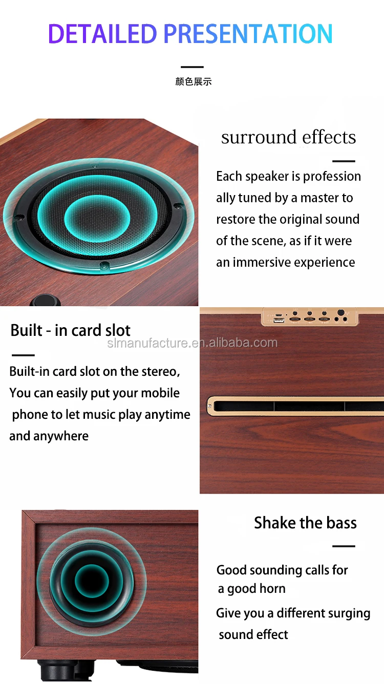 2000mah High Capacity Family TV Stereo Home Karaoke Blue tooth BT Wooden Speaker with MIC Microphone - ANKUX.COM