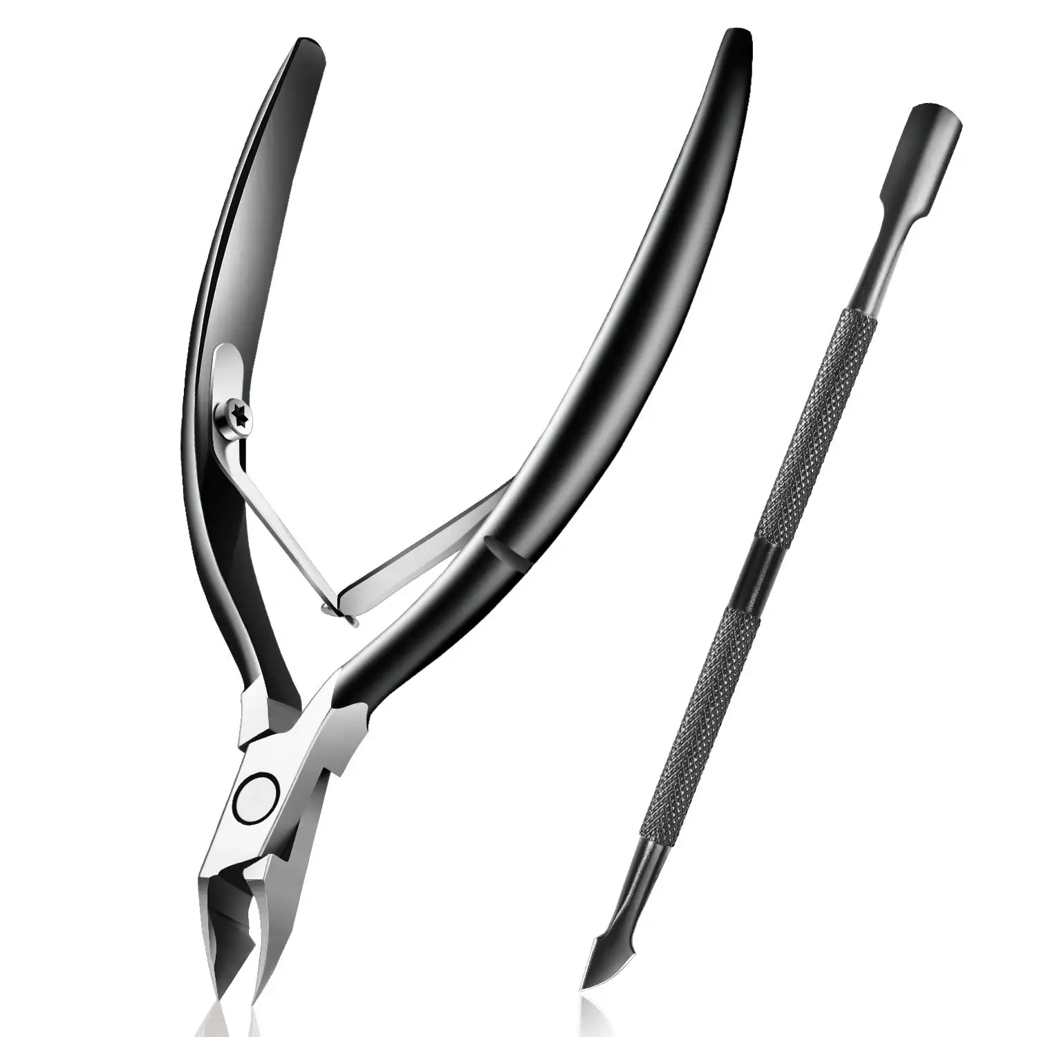 

Tweezer cutter nipper clipper dead skin remover manicure art grooming tool beauty nail pliers cuticle nipper and pusher, Black