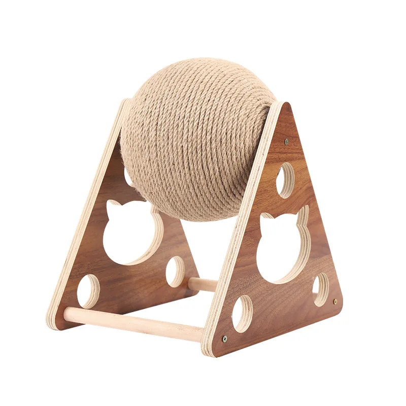 

Multifunction Triangular Solid Wood Cat Catch Ball Scratch And Abrasion Resistance Pet Crawling Toy Cat Toy Supplies, Photo color