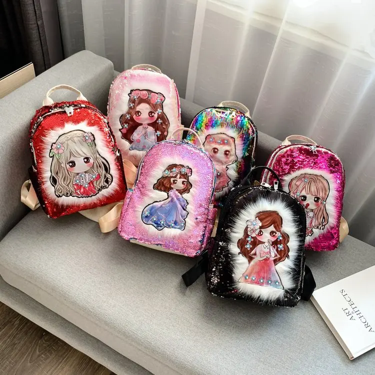 

Cheap shiny Bling Sequins magic star Cute Cartoon small mini bags School backpack for girls, Customized color