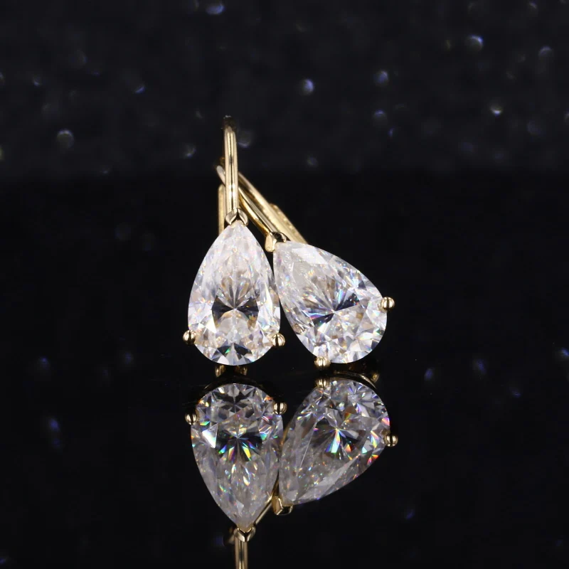 

14k 18k solid gold with 5x8mm pear def vvs loose moissanite diamond earrings on sale
