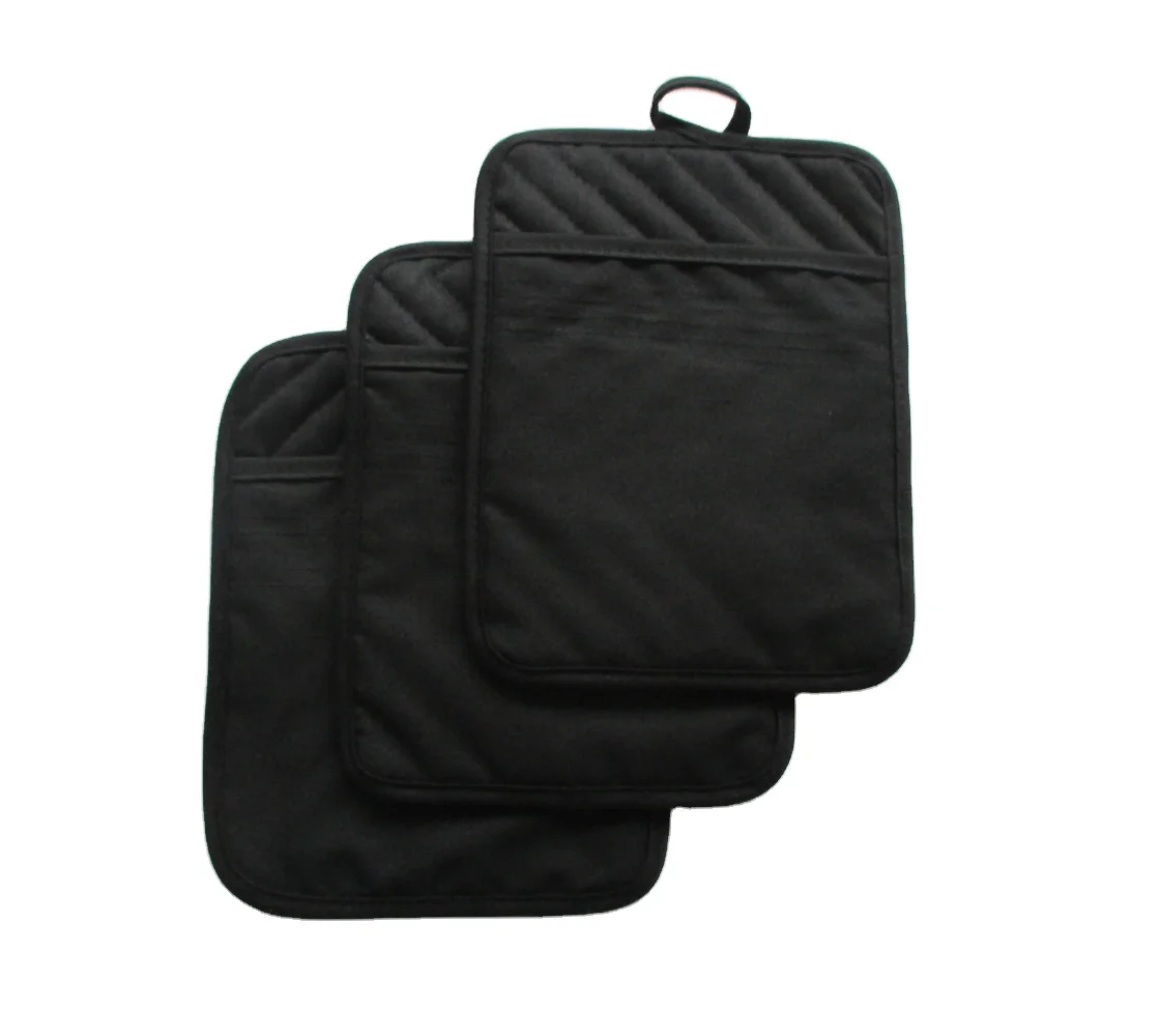 

Ready to Ship Item Kitchen Use Heat Resistant Black Pot Holder with Pocket Hot Pad, 7colors for selection
