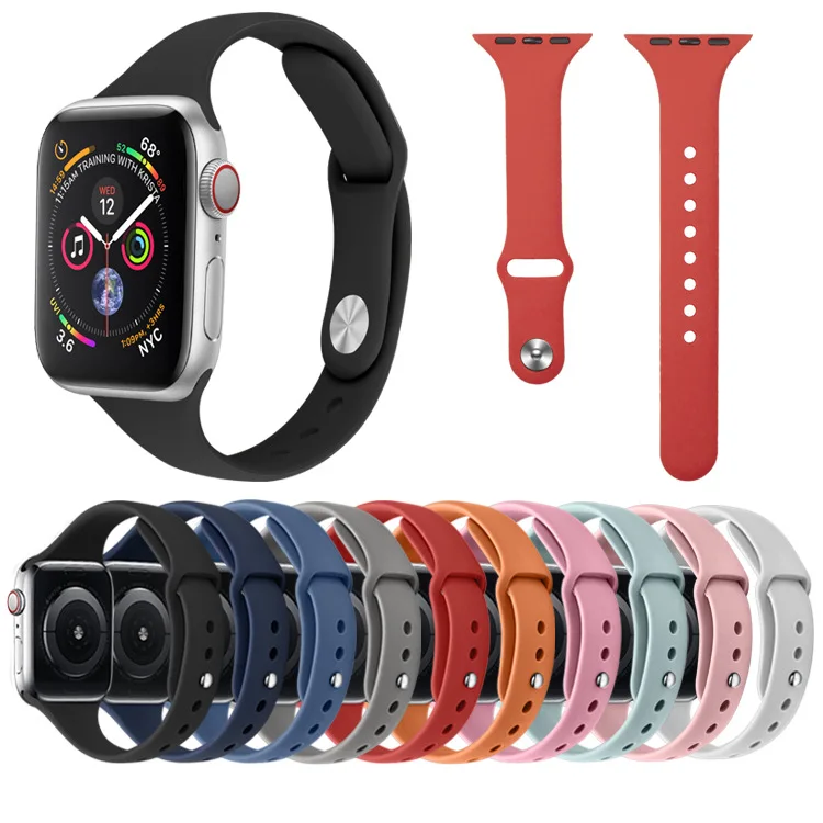 

Slim Silicone T-shaped Sports Watch Band For Apple Watch 7/6/5/4/3/2/1/SE 40 44mm Ladies Fashion Wristband For iWatch 41mm