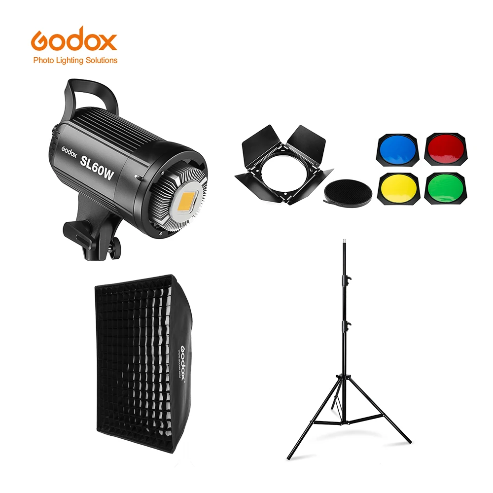 

inlighttech Godox LED Video Light SL-60W 5600K White Version Video Light Continuous Light Kit + 190cm Stand + 60x90cm Bowens Sof, Other