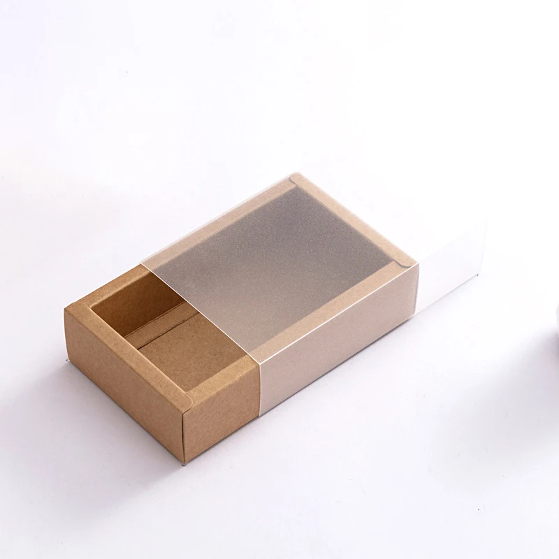 Custom Printed Logo ECO Kraft Paper Drawer Packaging Box Recycled Materials for Tea Phone Case Gift Packing Frosted Sleeve