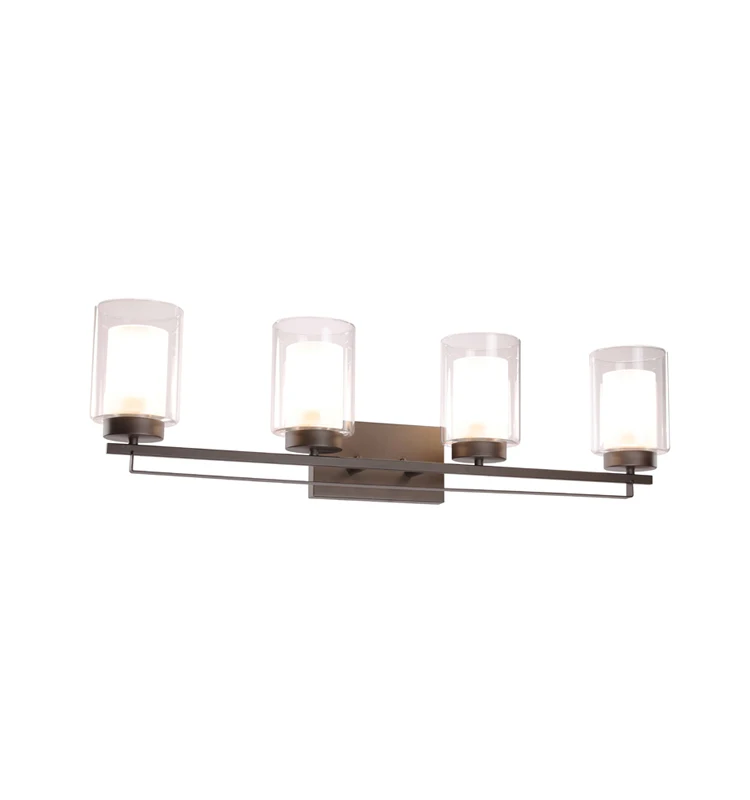 Indoor Modern Wall Mount Light Dark Bronze 4 Light Bathroom Vanity Fixture Bedside Glass Wall Light