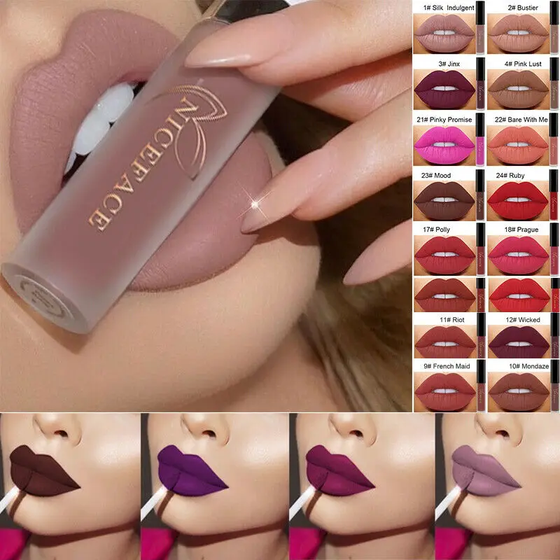 

Lip Gloss Nude Matte Lipstick Waterproof Long Lasting Lipgloss Sexy Lip Tint Stain Makeup Cosmetics