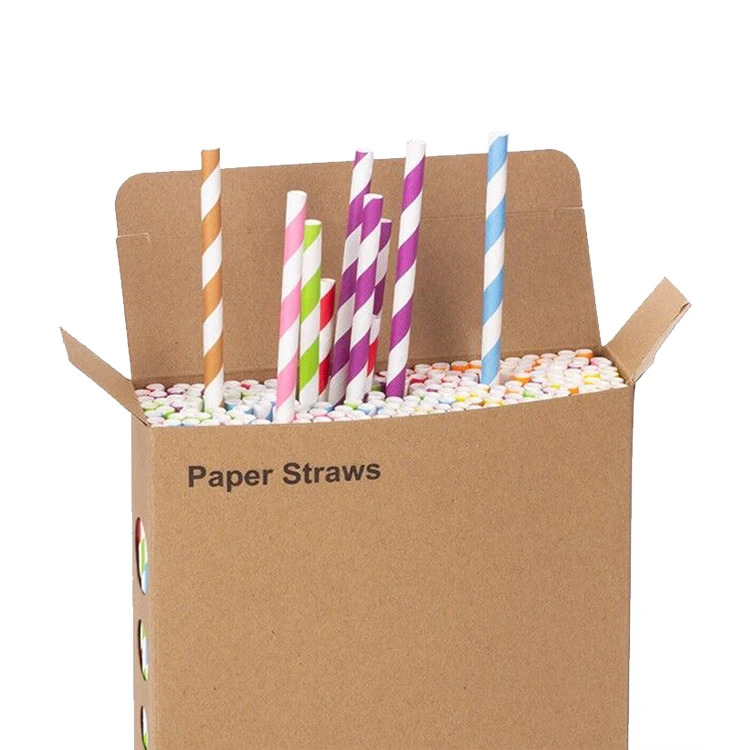 Biodegradable Paper Straws Packaging Printing Logo Brand Custom Box