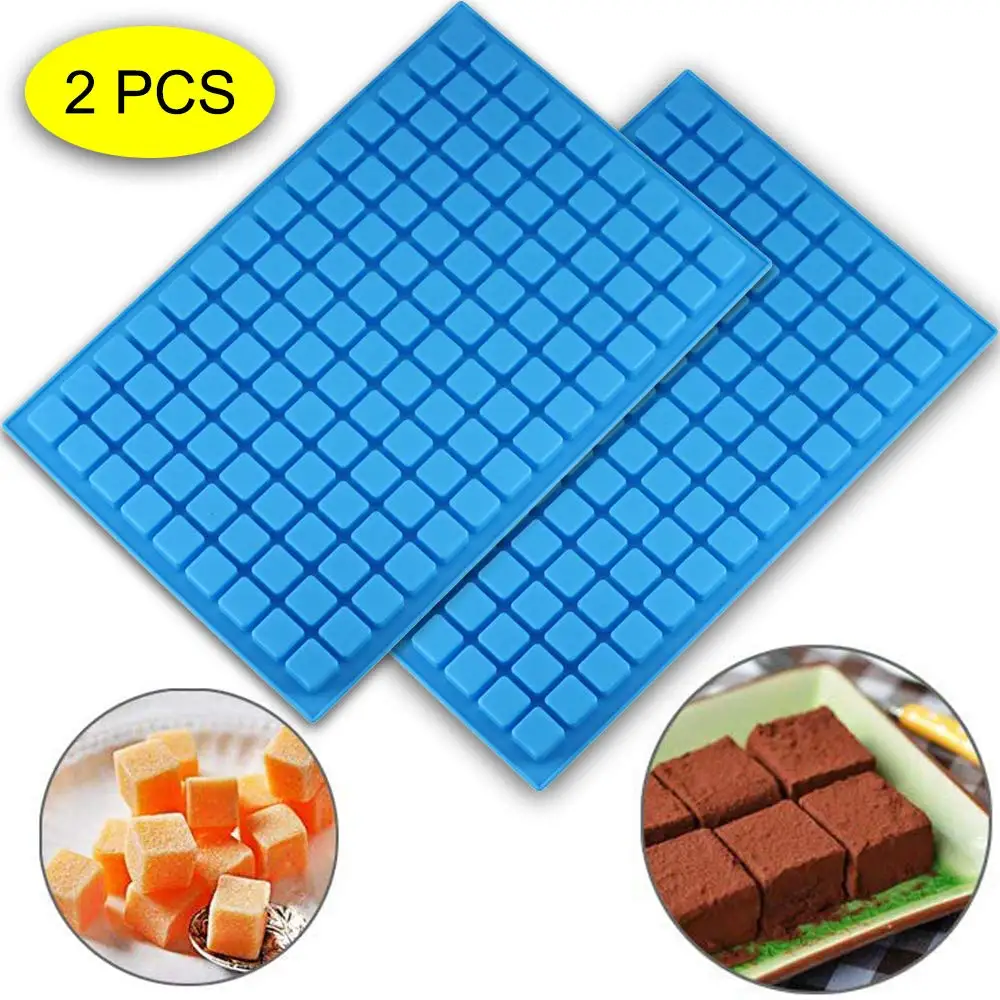 (2 PCS)126 Cavity Square Silicone Mold/Mini Candy Molds for Chocolate Gummy Ice Cube Jelly Truffles (11.53"x7.63"x0.47")