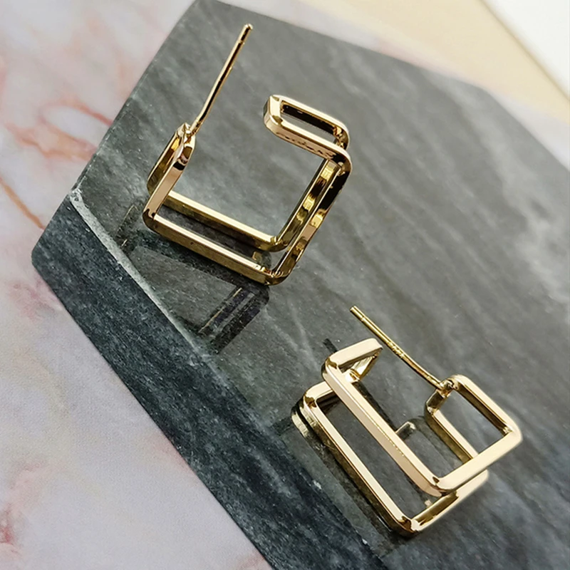 

2020 New Trendy Stainless Steel Earring Fashion Temperament Square Geometric Earrings, Picture