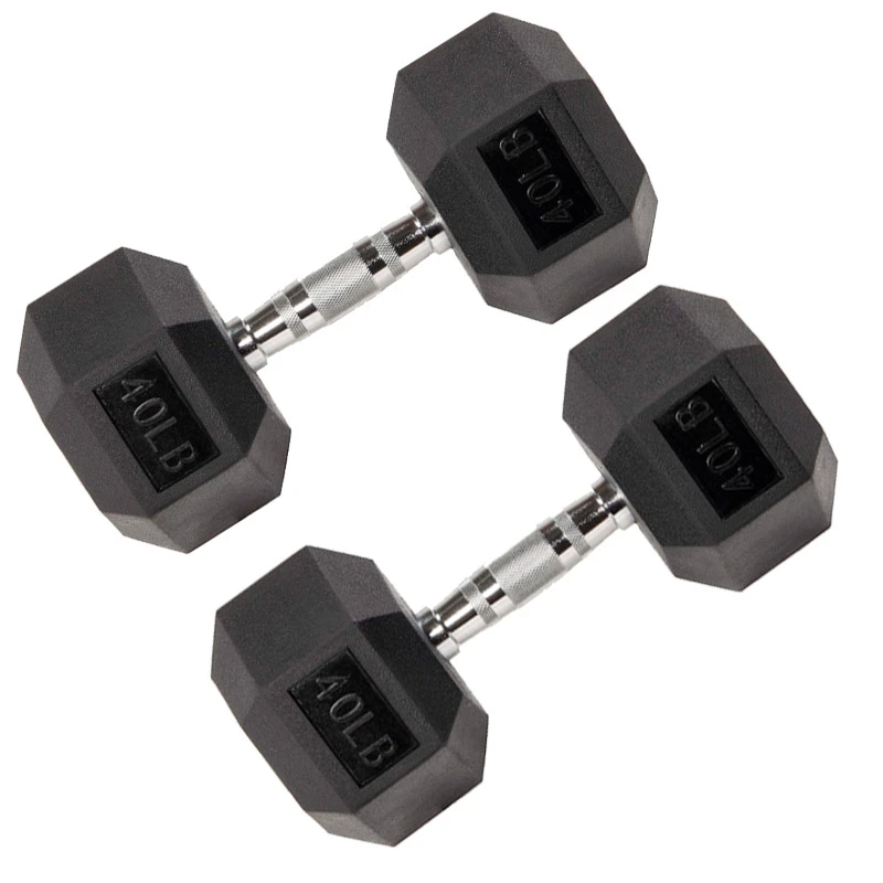 

Rubber dumbell set dumbbell fitness household fixed rubber dumbbell gym fitness equipment, Black