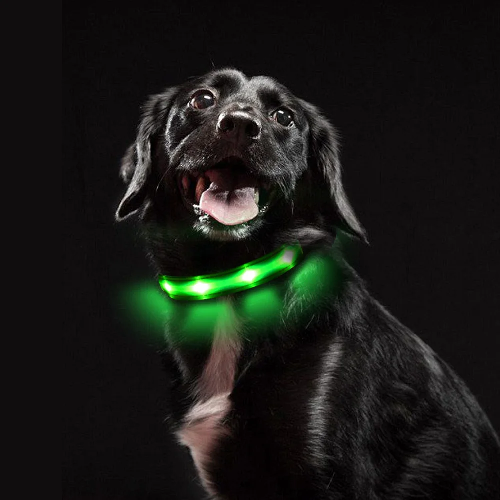 Led Lights Dog Pets Collars Adjustable Polyester Glow In Night Pet Dog