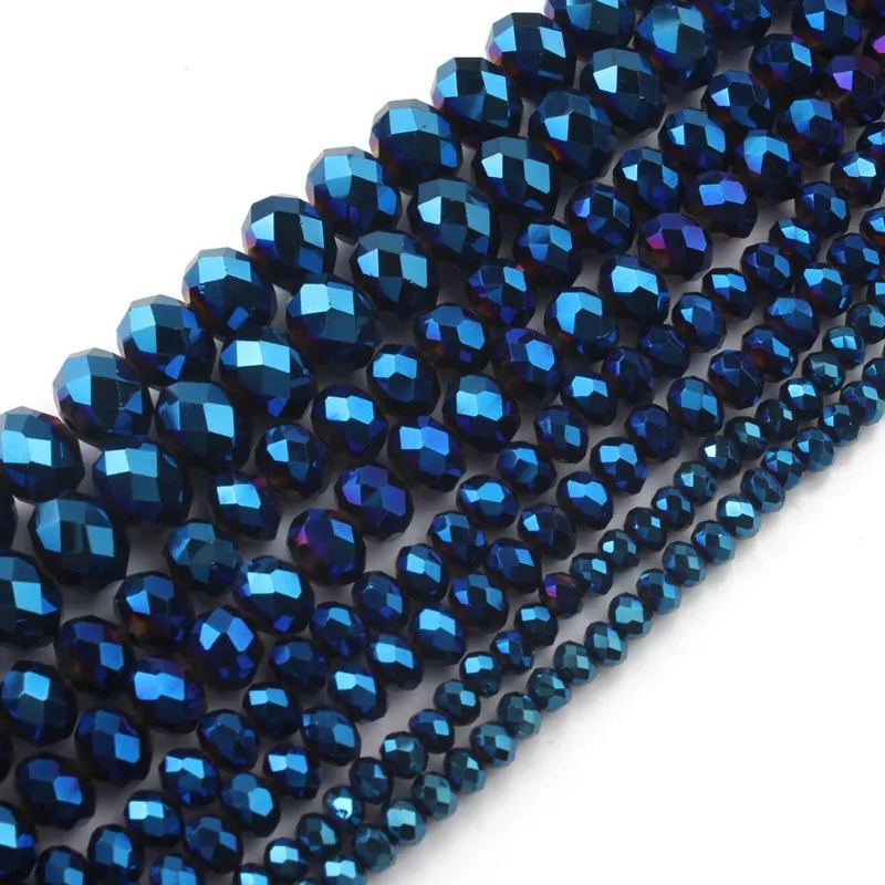 

Wholesale Fashion 4/6/8/10/12MM Round Loose Beads Faceted Blue Crystal Glass Beads For Jewelry Making