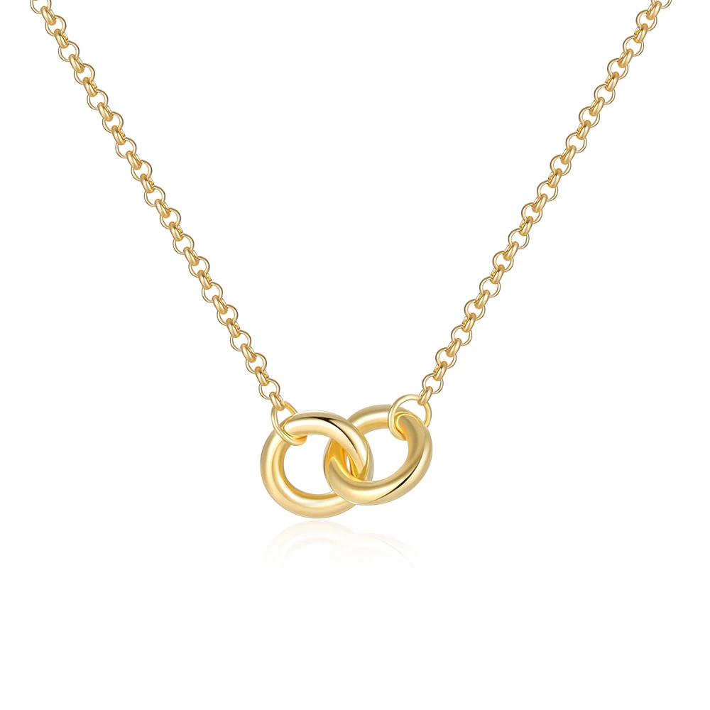 

Simple Double Ring Lady Married 925 Fashion Women Pendent Dainty Womens Zircon Jewelry 18K Gold Plated Silver Necklace