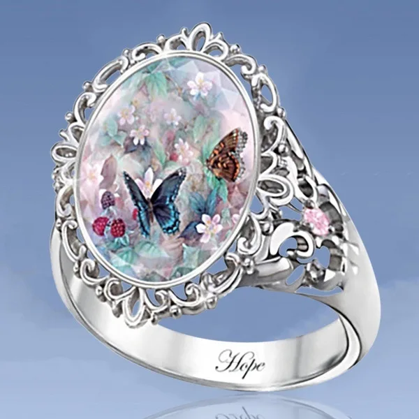 

Hot jewelry ring fashion temperament color butterfly zircon ring