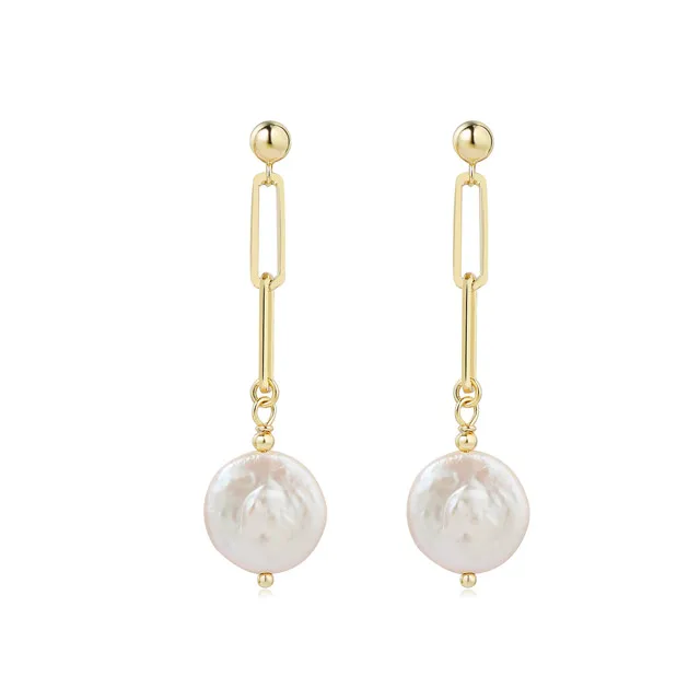 

Baroque freshwater pearl drop earrings 925 sterling silver jewelry in 12k god plated, Gold/white rhodium/rose/black