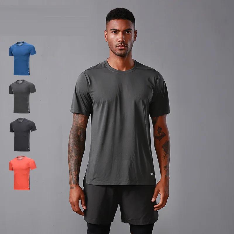 

Men's sportswear short sleeve t shirt fitness clothing men basketball elastic sports tights quick dry running Tshirt