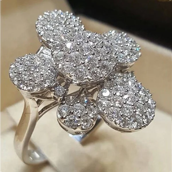 

Crystal Flower Ring For Women Hot Sale Crystal Fashion Party Ring Colorful Jewelry Trendy Ring for Women