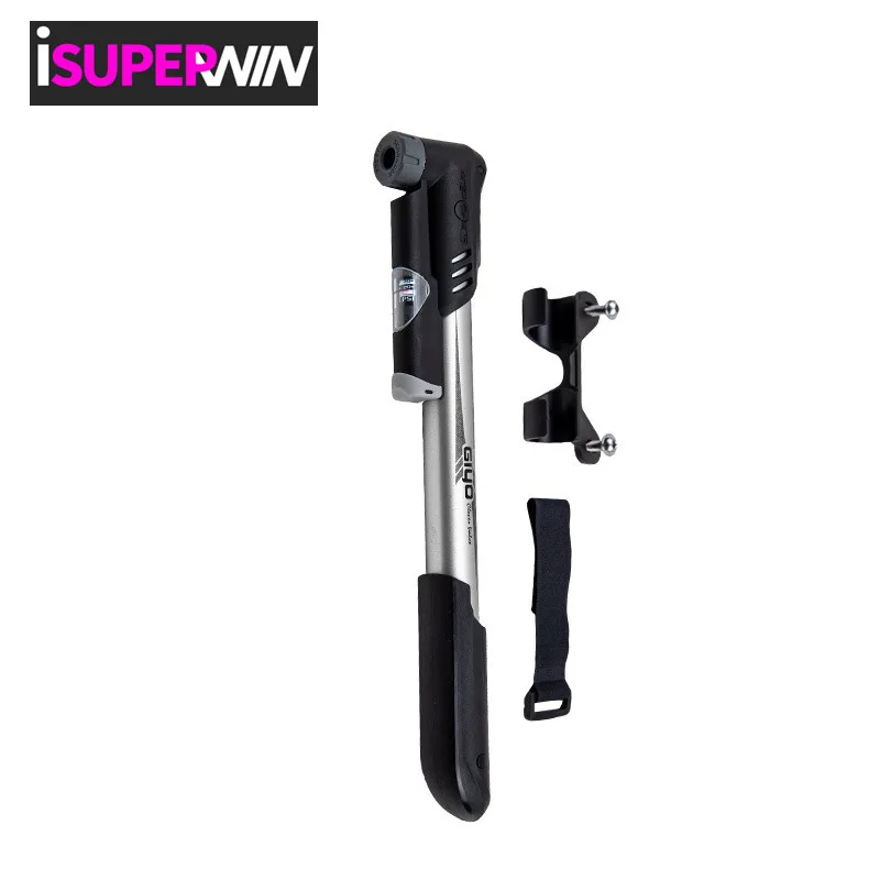 

Clever Valve Portable Bicycle Tire Pump with Pressure Gauge 120PSI Mini Bike Pump, Black & titanium