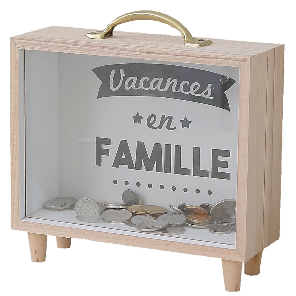 

Customizable Wooden kids Money Boxes Safe Atm Piggy Banks for Glass Panel