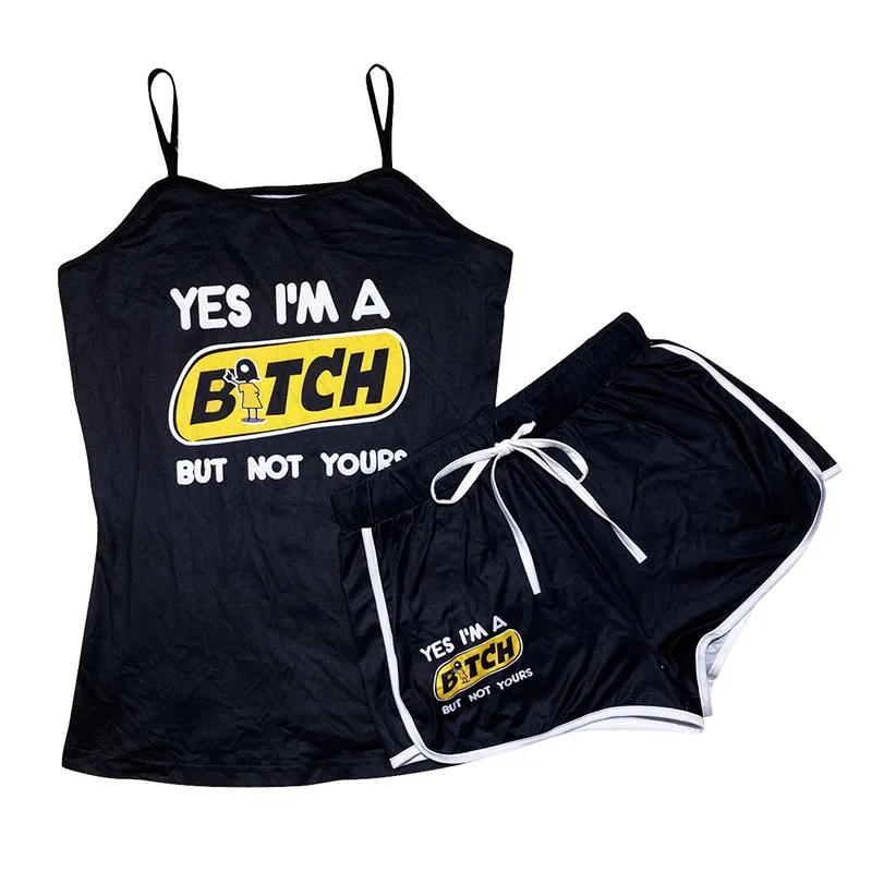 

2 piece short set women clothing summer shorts and tank top sexy sports sets with logo, Picture