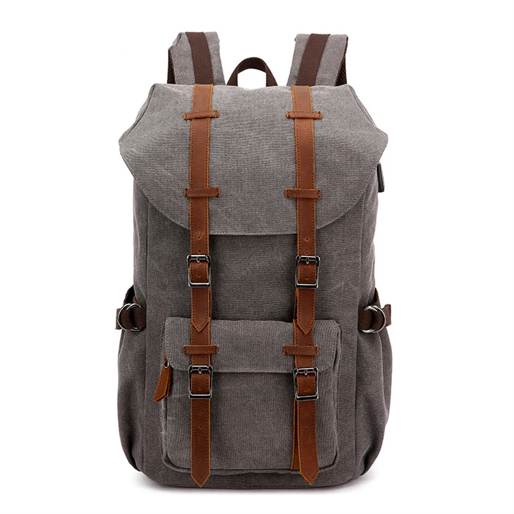 

New Canvas Usb Washed Canvas Retro Casual Backpacks Men And Women Travel Handbags