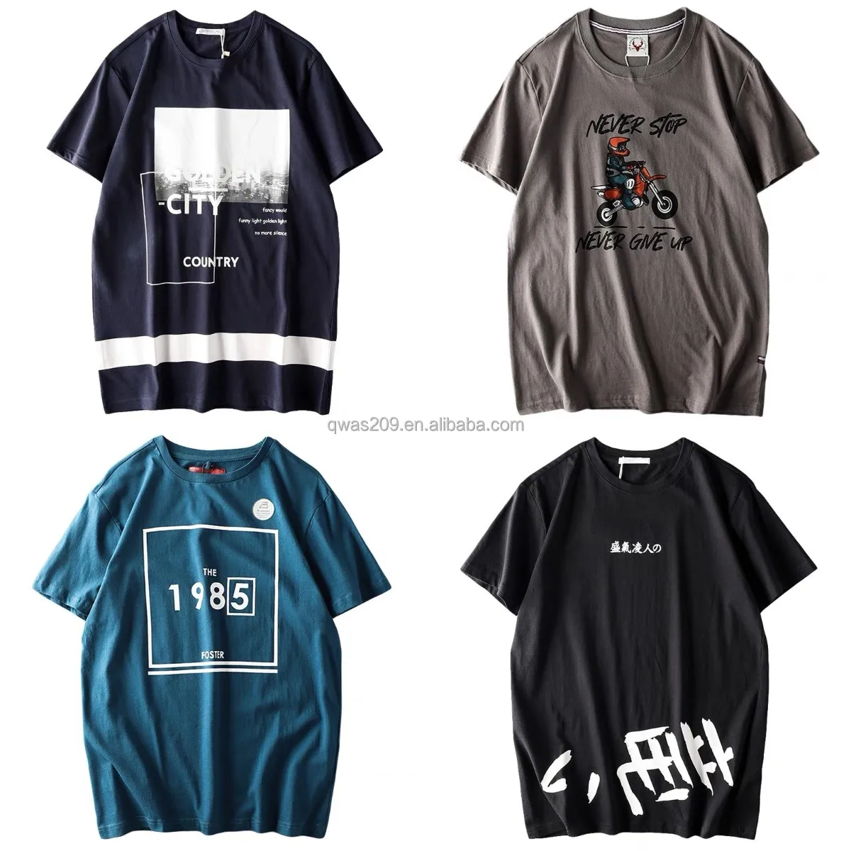 

Causal Mens Short Sleeve Neck Print Cotton T Shirts For Men summer sport t shirts