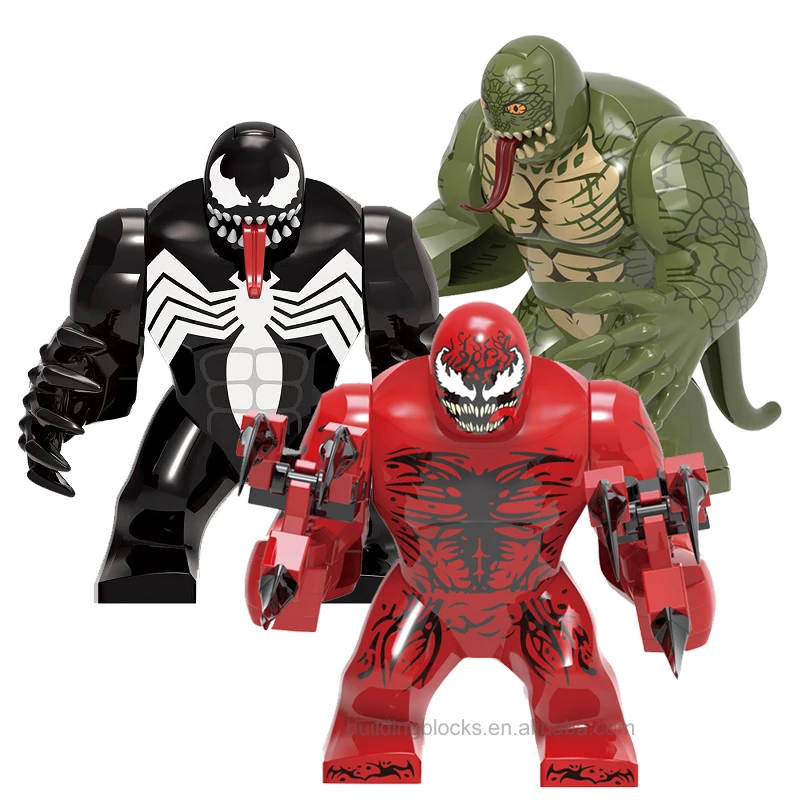 

XH Big Model Venom Carnage Lizard Big Size 7cm Action Super Heroes Character Building Block Figure Children Plastic Toys Bricks