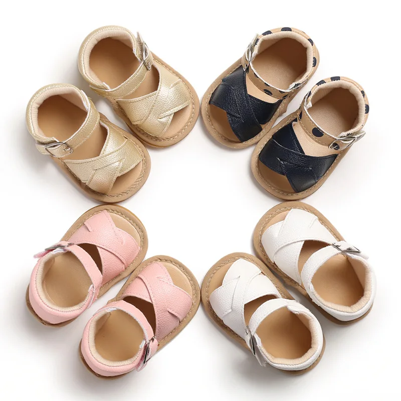 

Baby Girls Boys Sandals Shoes Solid Non-slip PU Leather Breathable Toddler Shoes 2021 Baby Summer Shoes Newborn Infant