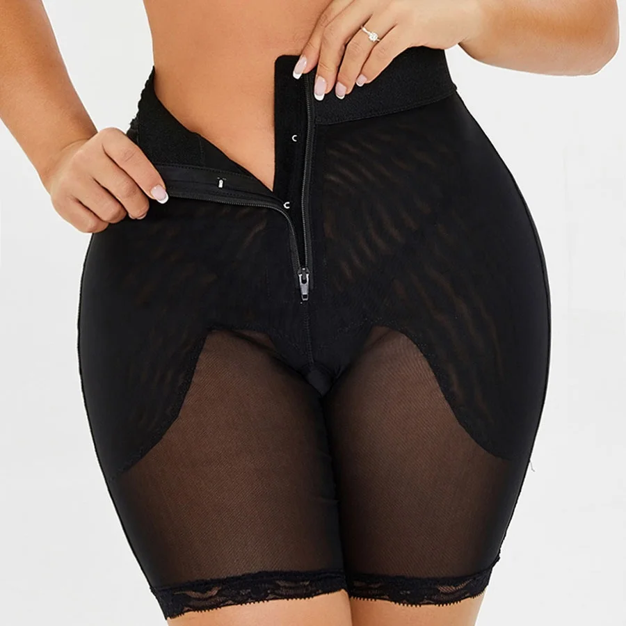 

LW-A180 Butt lift mesh breathable plus size short pants shaper women high waist shaper shorts, As picture or customized