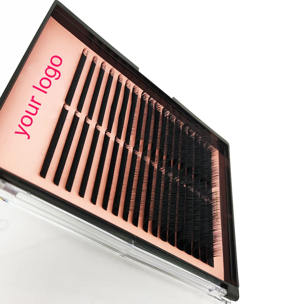 

Double Layer lashes vendor Premium Handmade individual Eyelash Extensions tray korean mink lash extensions, Matte black/darker