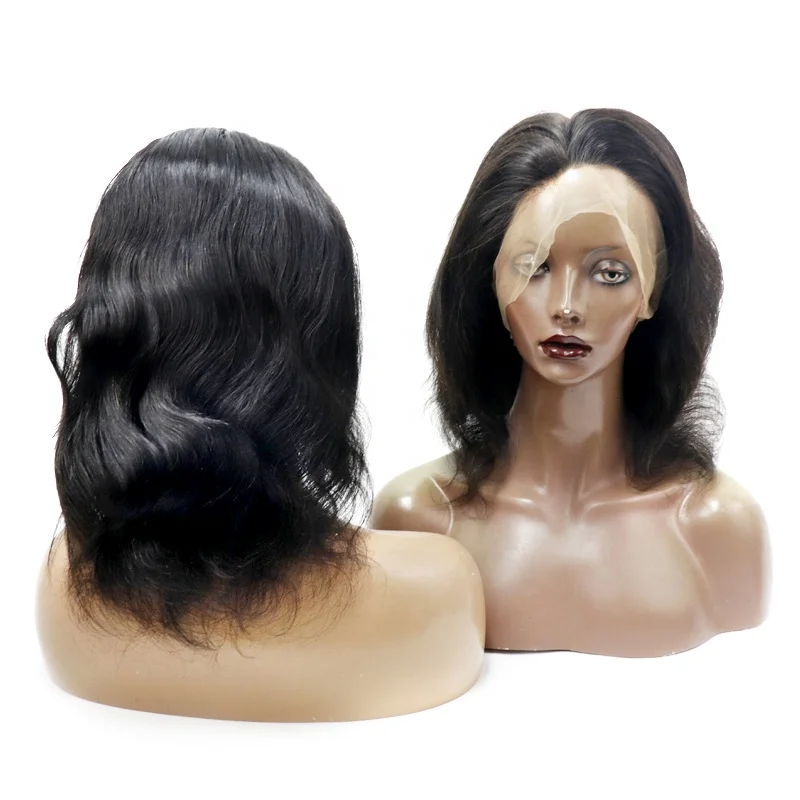 

Wholesale 10Inches Swiss Full Lace 130% Density Body Wave No Combs Real Human Hair Glueless Braid Virgin Wig Customize Packaging